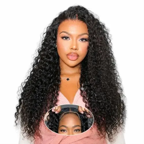 Curly Bob Wig Human Hair 5x5 Wear And Go Glueless Wigs Pre Plucked Pre Cut Deep Wave Lace Front Closure