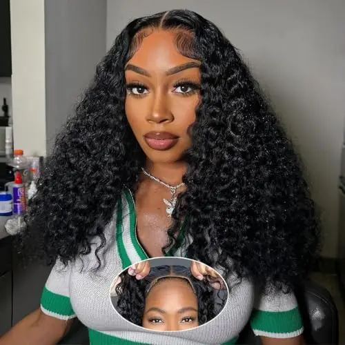Bellarayine 5x5 glueless deep wave lace closure wig natural color