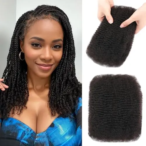 Alaleibaby Afro Kinky Bulk Human Hair 12 Inch Natural Black