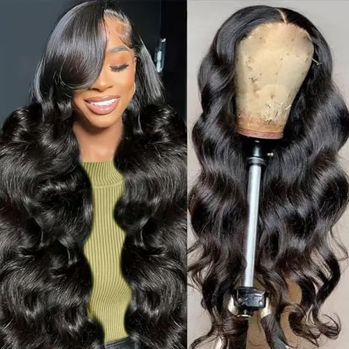 Hertune 5x5 HD lace closure glueless wig in 16-inch natural black body wave