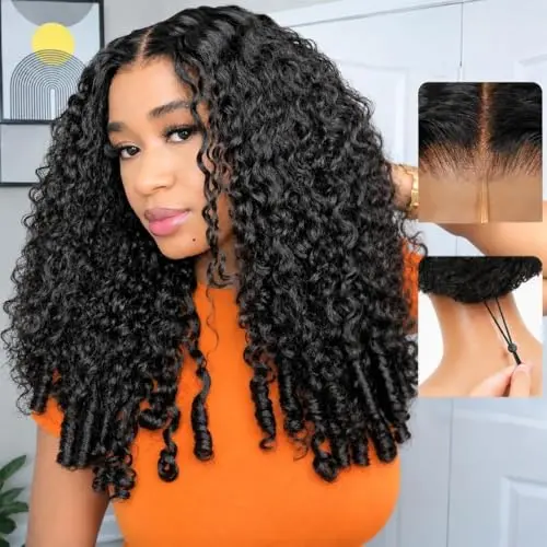 Younsolo 18-inch Burmese curly human hair lace front wig with drawstring