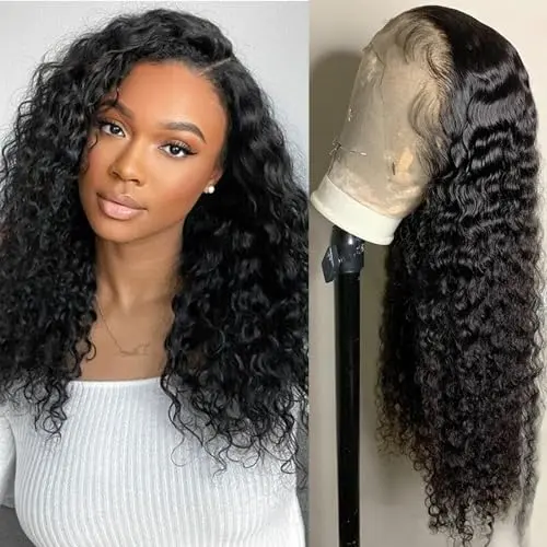 Deep wave 13x6 HD lace frontal wig in natural black