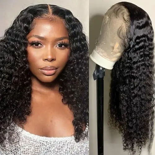 Lauberita 13x6 HD lace frontal deep wave wig in natural black