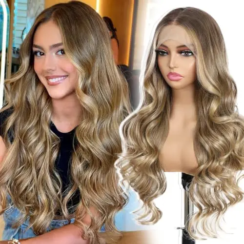 BABEHERS Blonde Mix Brown Body Wave Lace Front Wig