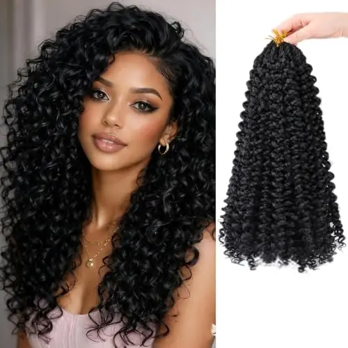 XGY Hair 14-inch pre-looped Gogo curl crochet hair in water wave texture black