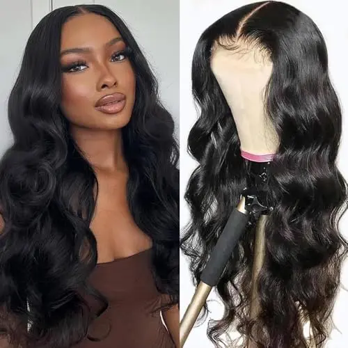 LJZYW 13x4 HD lace front body wave wig in natural black colour