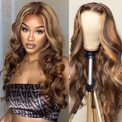 LJZYW 13x4 lace front body wave side part wig
