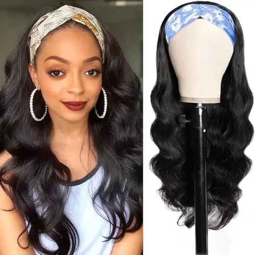16-inch body wave headband wig in natural colour