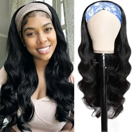 LJZYW Body Wave Headband Human Hair Wig