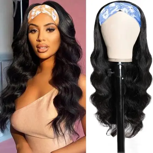 LJZYW 22 inch body wave headband human hair wig in natural colour