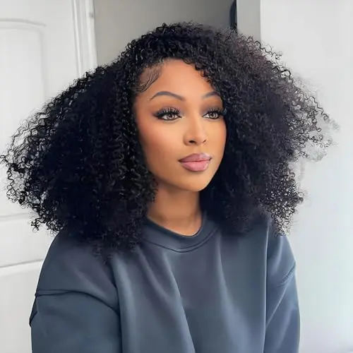 TOMAFUN Kinky Curly Half Wig 200 Density 20 Inch