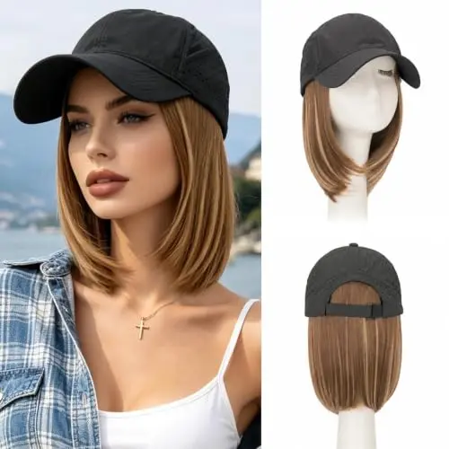 Benehair quick-dry mesh baseball cap wig with short hair attached