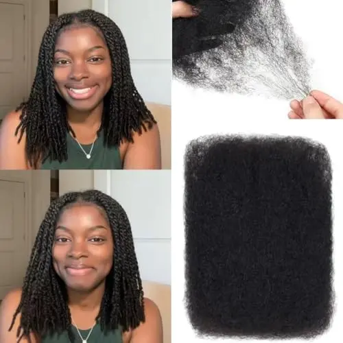 Shoobidoo Afro Kinky Bulk Human Hair 14 Inch Natural Black