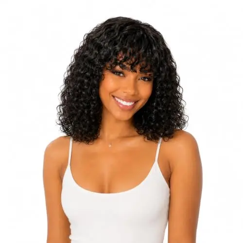 Beluck Water Wave Bob with Bangs 14 inch Brazilian human hair wig
