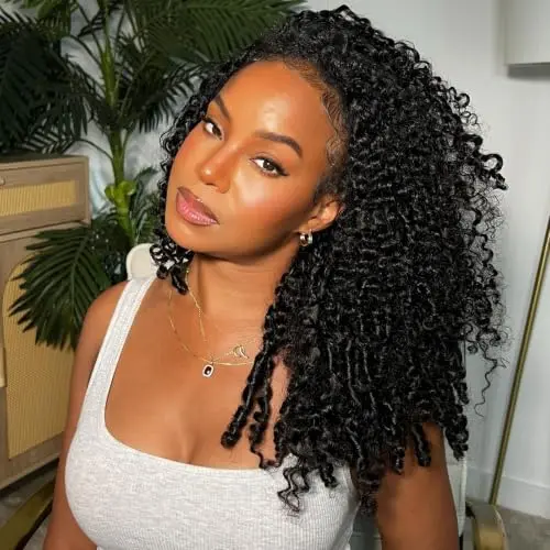 Rdibissom Burmese curly spiral end half wig in natural black