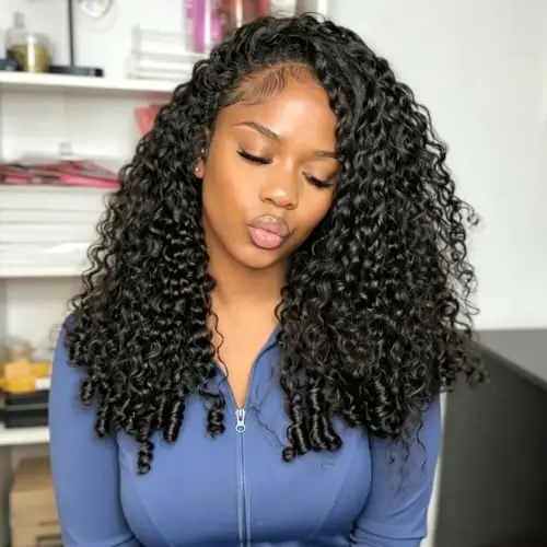 Rdibissom Burmese curly half wig with flip-over drawstring