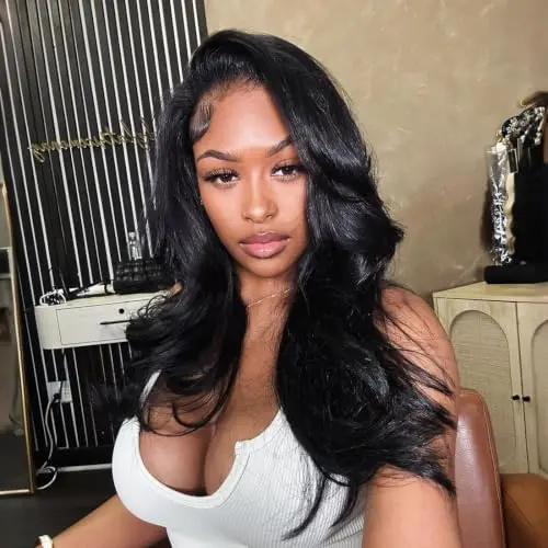 Bellarayine half wig with 24-inch body wave human hair and invisible hairline