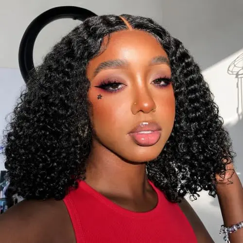 Celiarita 10 inch deep wave curly 5x5 closure bob wig