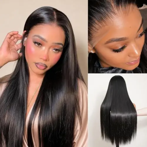 Arabella SKINLIKE Real HD full front lace wig no glue with drawstring straight jet black
