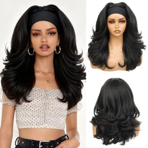 Yacurcur yaki curly headband wig in 1B
