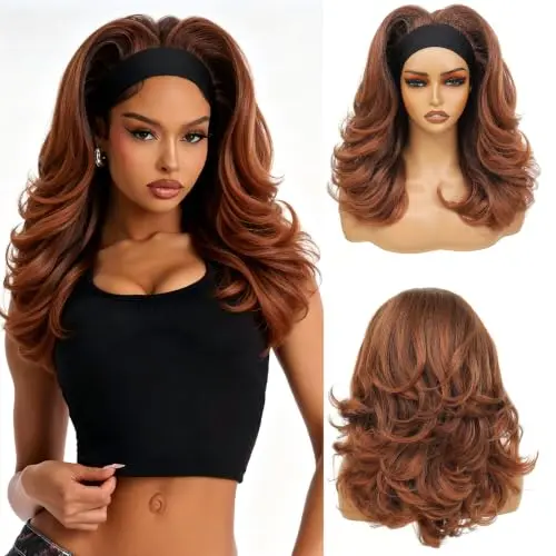 Yacurcur 18-inch yaki curly headband wig with body wave ends