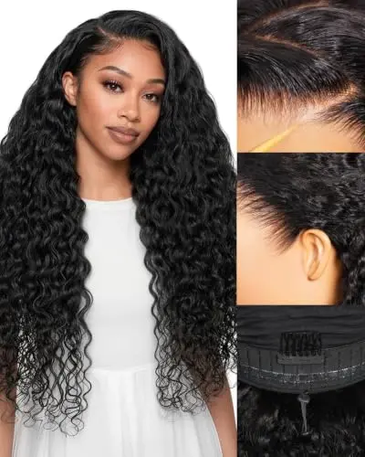 SUPERLOOK 13x6 HD lace water wave wig in natural black