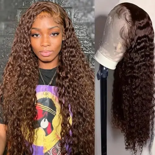 Chocolate brown deep wave 13x4 HD lace front wig with baby hair