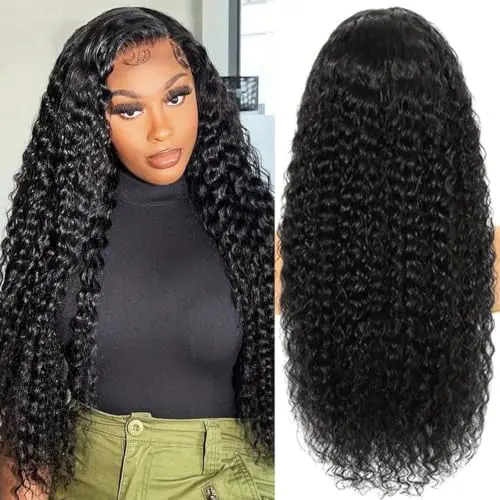 Coshgirl glueless 5x5 HD lace closure deep wave wig 30 inch 180 density