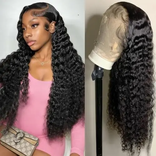 LJZYW 13x4 HD deep wave human hair lace front wig