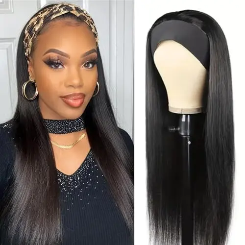 Coshgirl 22 inch straight human hair headband wig